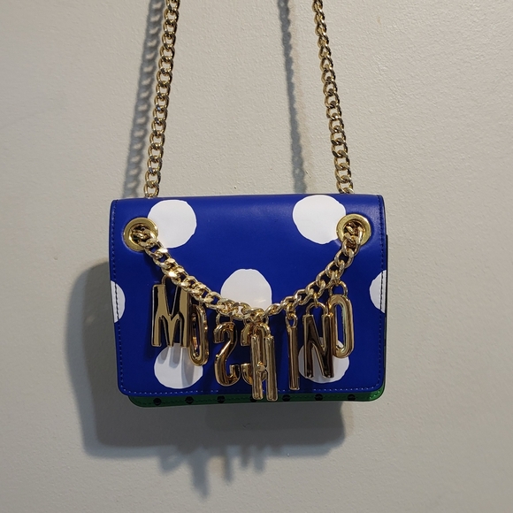 Moschino Polka-Dot Logo-Chain Shoulder Bag - Picture 4 of 10